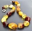 Large Amber Necklace Made of Multicolor Amber Beads