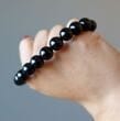Black Men's Amber Bracelet Made of Perfectly Round Amber Beads