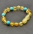 Children's Amber Bracelet Anklet Made of Amber and Turquoise