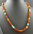 Amber Necklace Made of Baltic Amber and Turquoise