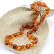 2 Matching Cognac Color Amber Necklaces for Mom and Child