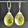 Extraordinaire Meteorite Amber Earrings Carved Lemon Amber