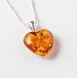 Small Amber Heart Pendant Made of Cognac Baltic Amber