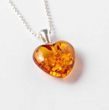 Small Amber Heart Pendant Made of Cognac Baltic Amber