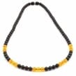 Men's Beaded Necklace Made of Black Honey and Lemon Amber