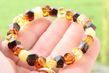 Faceted Amber Bracelet Made of Multicolor Faceted Baltic Amber