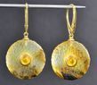 Meteorite Amber Earrings Carved Cloudy Baltic Amber