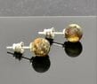Earth Colors Amber Stud Earrings Made of Raw Amber