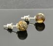 Earth Colors Amber Stud Earrings Made of Raw Amber