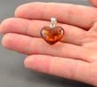 Small Amber Heart Pendant Made of Dark Cognac Baltic Amber