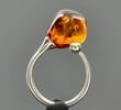 Adjustable Cognac Baltic Amber Silver Ring