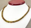 Green Amber Necklace Made of Overlapping Baltic Amber Pieces