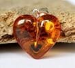 Small Amber Heart Pendant Made of Dark Cognac Baltic Amber