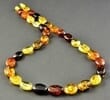 Amber Necklace Made of Multicolor Bean Shape Amber Beads