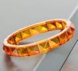 Bangle Style Amber Bracelet Made of Pyramid Shape Cognac Amber 