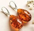 Large Teardrop Amber Earrings Made of Cognac Amber - SOLD OUT