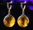 Extraordinaire Meteorite Amber Earrings Carved Cloudy Baltic Amber