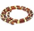 Mens Amber Necklace Made of Cylinders and Round Amber Beads