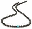 Mens Beaded Necklace Made of Baltic Amber and Turquoise