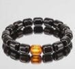 Men's Amber Bracelet Made of Barrel Shaped Amber Beads 
