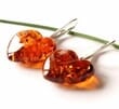 Amber Heart Earrings Made of Cognac Color Amber