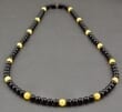 Men's Amber Necklace Made of Butterscotch and Black Amber