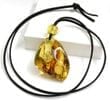 Large Amber Pendant On Black Cord