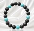 Amber Bracelet Made of Black Amber Color and Turquoise