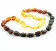Rainbow Amber Necklace for Children Made of Bean Shape Amber