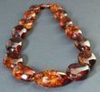 Large Cherry Amber Necklace Made of Oval Amber Beads