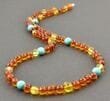 Amber Necklace Made of Amber and Turquoise 