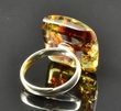 Adjustable Multicolor Color Baltic Amber Silver Ring