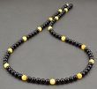 Men's Amber Necklace Made of Butterscotch and Black Amber