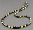 Men's Amber Necklace Made of Black Cherry and Lemon Amber
