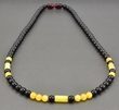 Men's Amber Necklace Made of Black and Butterscotch Baltic Amber