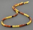 Men's Amber Necklace Made of Multicolor Button Shape Amber
