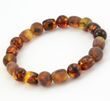 Men's Beaded Bracelet Made of Tube and Round Cognac Baltic Amber