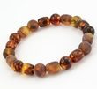 Men's Beaded Bracelet Made of Tube and Round Cognac Baltic Amber