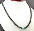 Men's Beaded Necklace Made of Baltic Amber and Turquoise