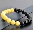 Men's Amber Bracelet Made of Butterscotch and Black Colors Amber