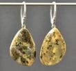 Twisted Leaf Shape Amber Earrings Made of Earth Colors Amber