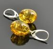 Amber Earrings Made of Olive Shape Amber With Bits of Flora