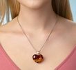 Amber Heart Pendant Made of Colorful Baltic Amber