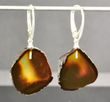 Amber Earrings Cut From A Single Piece Of Natural Shape Amber