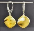 Amber Cube Earrings Made of Cube Shape Yellow Color Baltic Amber