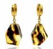 Faceted Amber Earrings Made of Amber With Bits of Flora