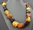 Large Amber Necklace Made of Large Free Form Shape Baltic Amber