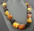 Massive Amber Necklace Made of Large Free Form Shape Baltic Amber