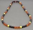 Men's Amber Necklace Made of Multicolor Baltic Amber