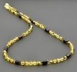 Men's Necklace Made of Faceted Tubes and Round Shape Amber Beads